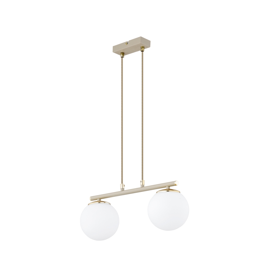 Brilagi - MILO kábeles függeszték 2xE27/60W/230V bézs/arany