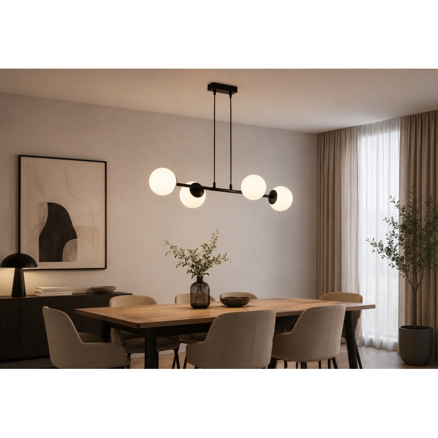 Brilagi - MILO kábellel függesztett csillár 4xE27/60W/230V fekete