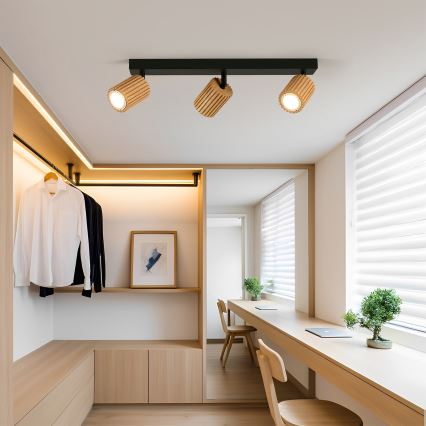 Brilagi - MODERN WOOD 3xGU10/8W/230V fa/fekete spotlámpa