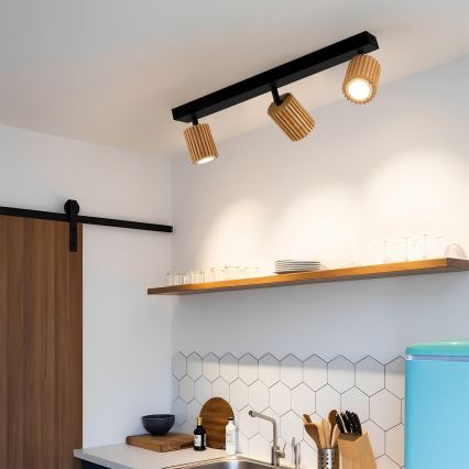 Brilagi - MODERN WOOD 3xGU10/8W/230V fa/fekete spotlámpa