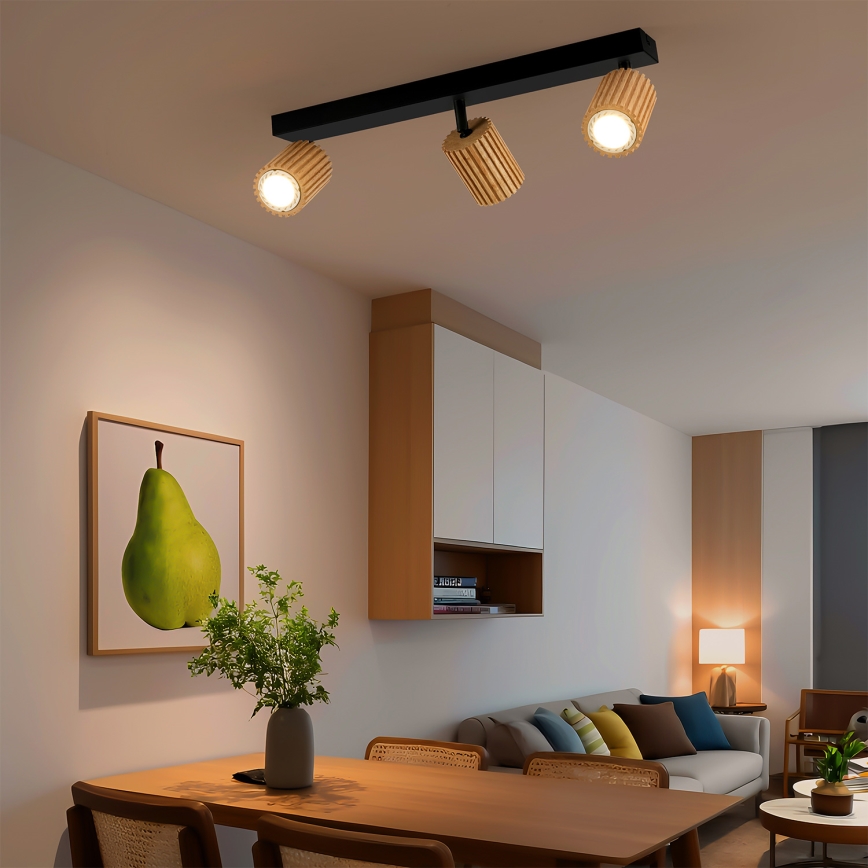 Brilagi - MODERN WOOD 3xGU10/8W/230V fa/fekete spotlámpa
