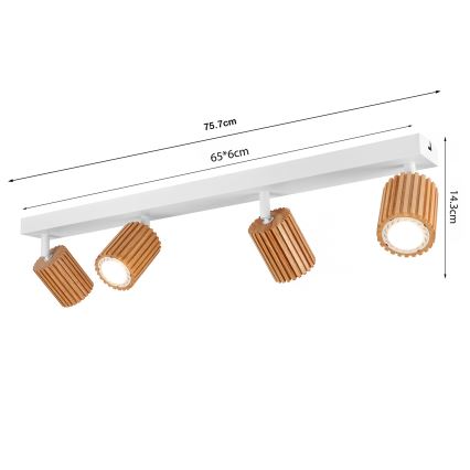 Brilagi - MODERN WOOD 4xGU10/8W/230V spotlámpa kaucsukfa/fehér