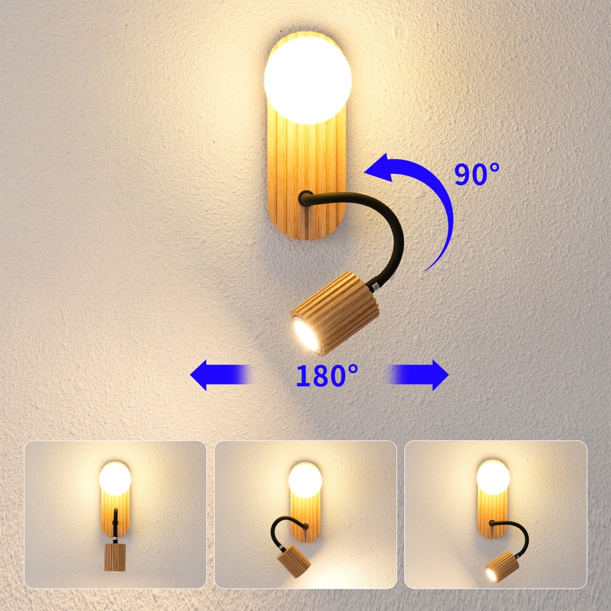 Brilagi - MODERN WOOD fali lámpa 1xG9/5W/230V + 1xGU10/8W fa