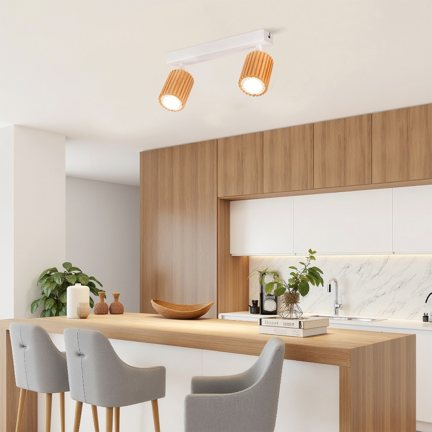 Brilagi - MODERN WOOD spotlámpa 2xGU10/8W/230V fa/fehér