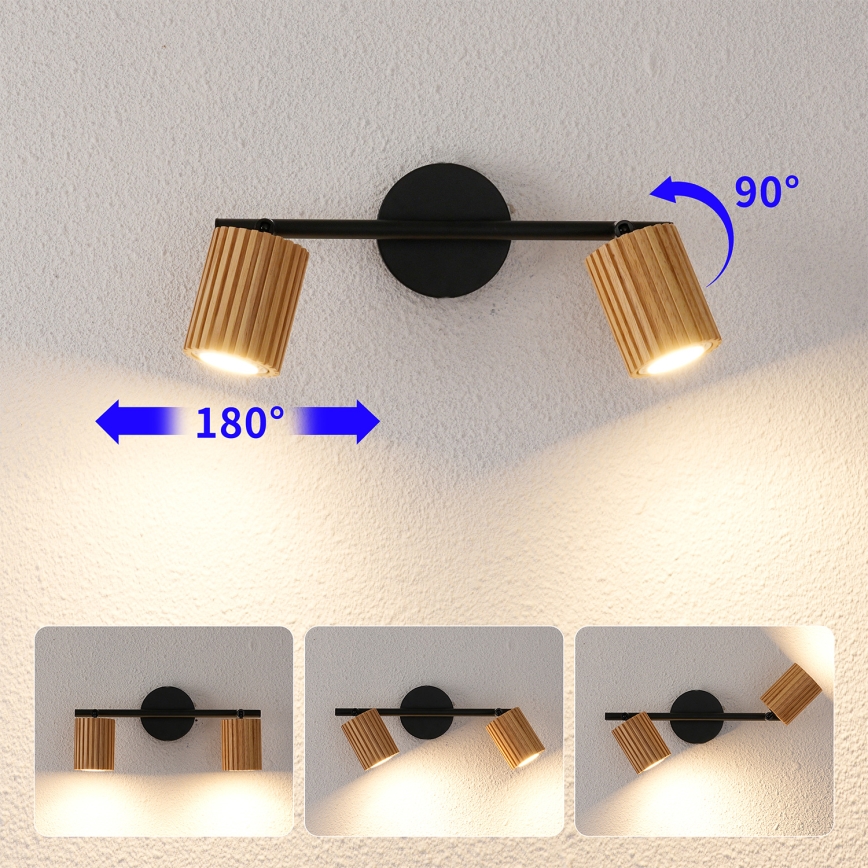 Brilagi - MODERN WOOD spotlámpa 2xGU10/8W/230V fa/fekete