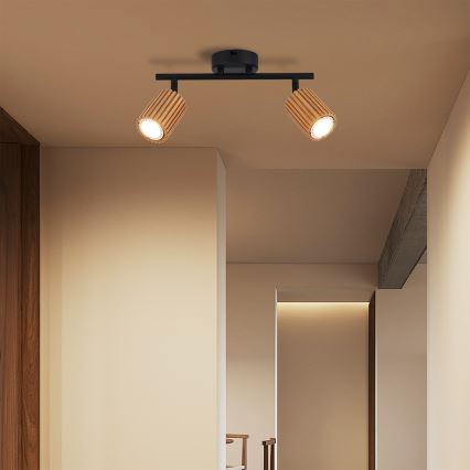 Brilagi - MODERN WOOD spotlámpa 2xGU10/8W/230V fa/fekete