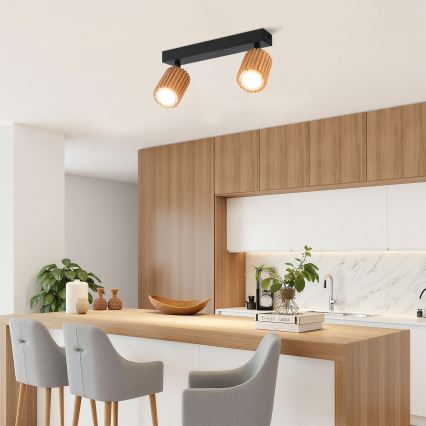 Brilagi - MODERN WOOD spotlámpa 2xGU10/8W/230V fa/fekete