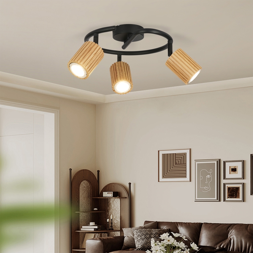 Brilagi - MODERN WOOD spotlámpa 3xGU10/8W/230V fa/fekete