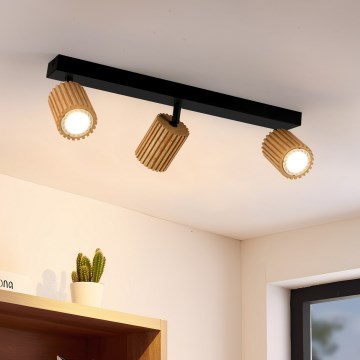 Brilagi - MODERN WOOD spotlámpa 3xGU10/8W/230V kaucsukfa/fekete