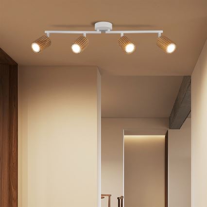 Brilagi - MODERN WOOD spotlámpa 4xGU10/8W/230V fa/fehér