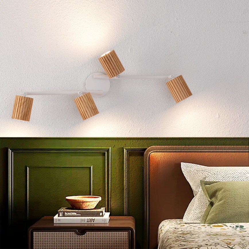 Brilagi - MODERN WOOD spotlámpa 4xGU10/8W/230V fa/fehér