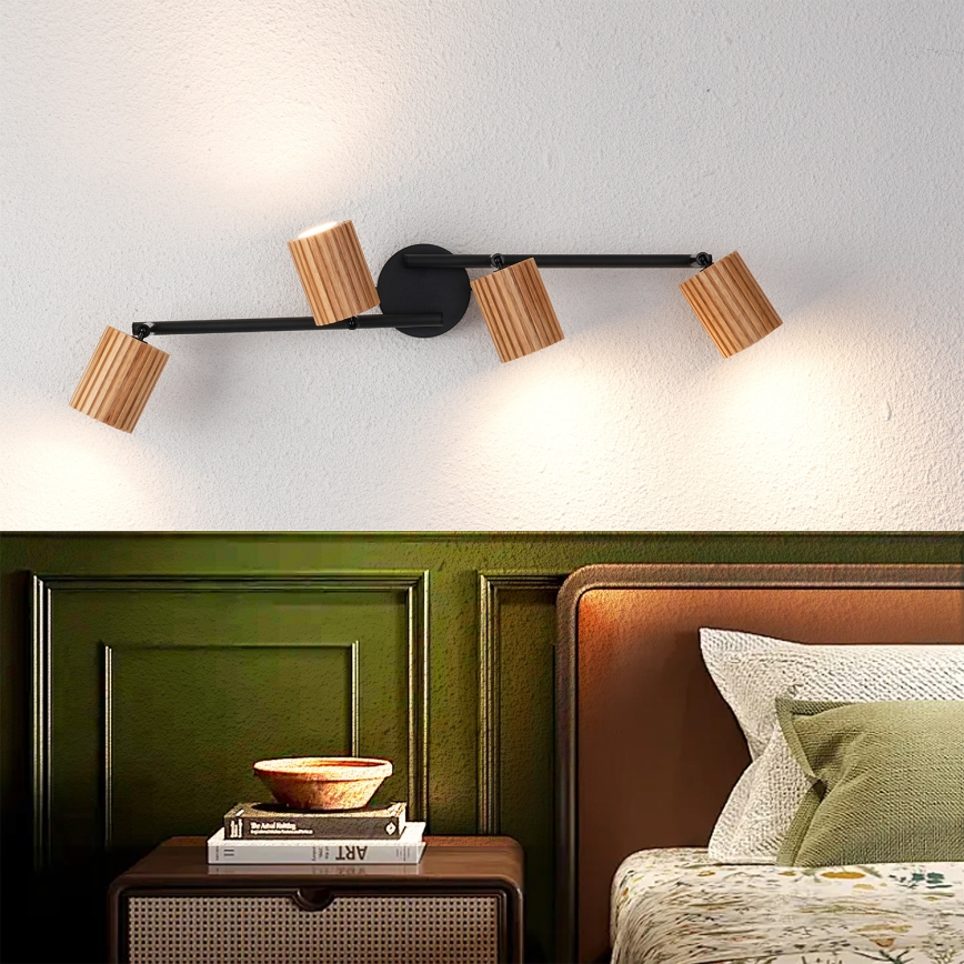 Brilagi - MODERN WOOD spotlámpa 4xGU10/8W/230V fa/fekete