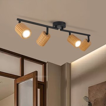 Brilagi - MODERN WOOD spotlámpa 4xGU10/8W/230V kaucsukfa/fekete