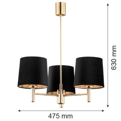Brilagi - MONTE csillár rúddal 3xE27/15W/230V fekete/arany