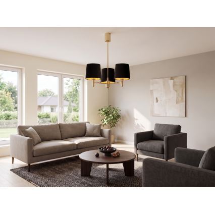 Brilagi - MONTE csillár rúddal 3xE27/60W/230V fekete/arany