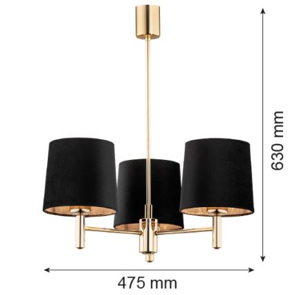 Brilagi - MONTE csillár rúddal 3xE27/60W/230V fekete/arany