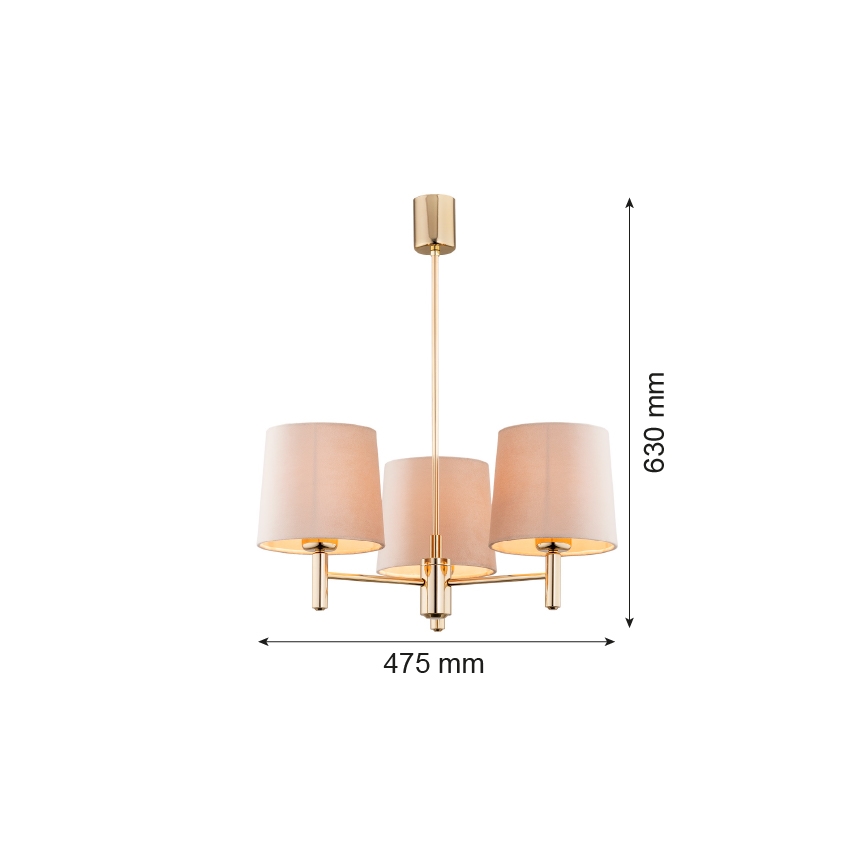 Brilagi - MONTE rudas csillár 3xE27/60W/230V bézs/arany