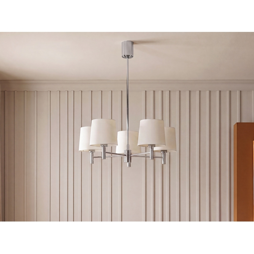 Brilagi - MONTE rúddal szerelt csillár 5xE27/60W/230V krémszínű/fényes króm