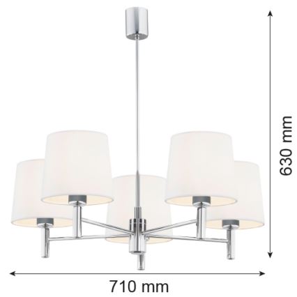 Brilagi - MONTE rúddal szerelt csillár 5xE27/60W/230V krémszínű/fényes króm