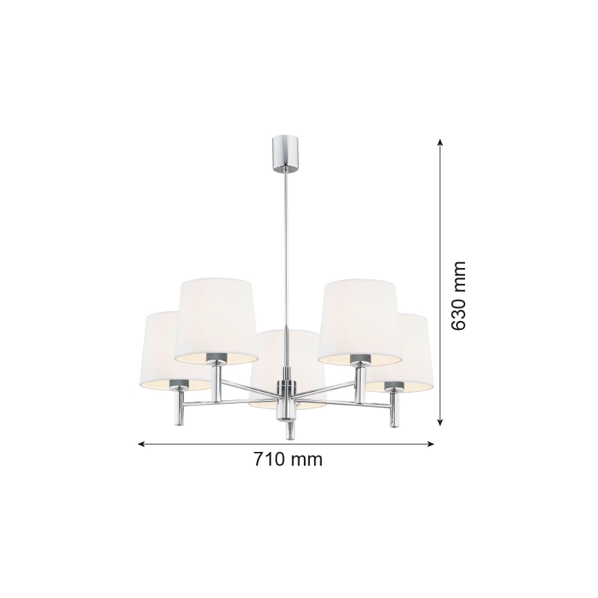 Brilagi - MONTE rúddal szerelt csillár 5xE27/60W/230V krémszínű/fényes króm
