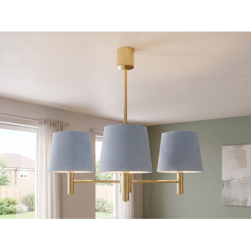 Brilagi - MONTE rúdon függő csillár 3xE27/60W/230V kék/arany