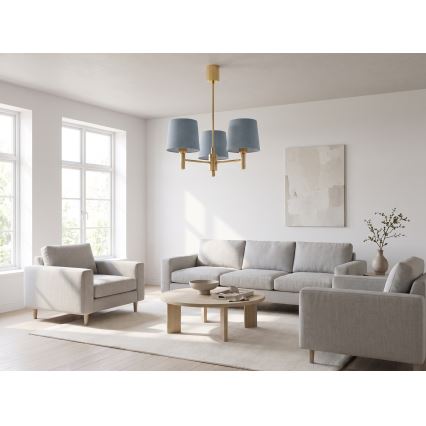 Brilagi - MONTE rúdon függő csillár 3xE27/60W/230V kék/arany