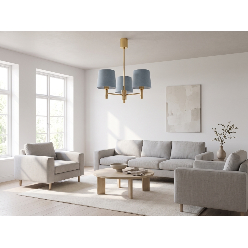 Brilagi - MONTE rúdon függő csillár 3xE27/60W/230V kék/arany