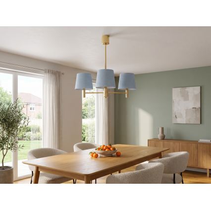 Brilagi - MONTE rúdon függő csillár 3xE27/60W/230V kék/arany
