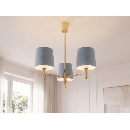 Brilagi - MONTE rúdon függő csillár 3xE27/60W/230V kék/arany