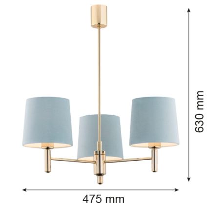 Brilagi - MONTE rúdon függő csillár 3xE27/60W/230V kék/arany