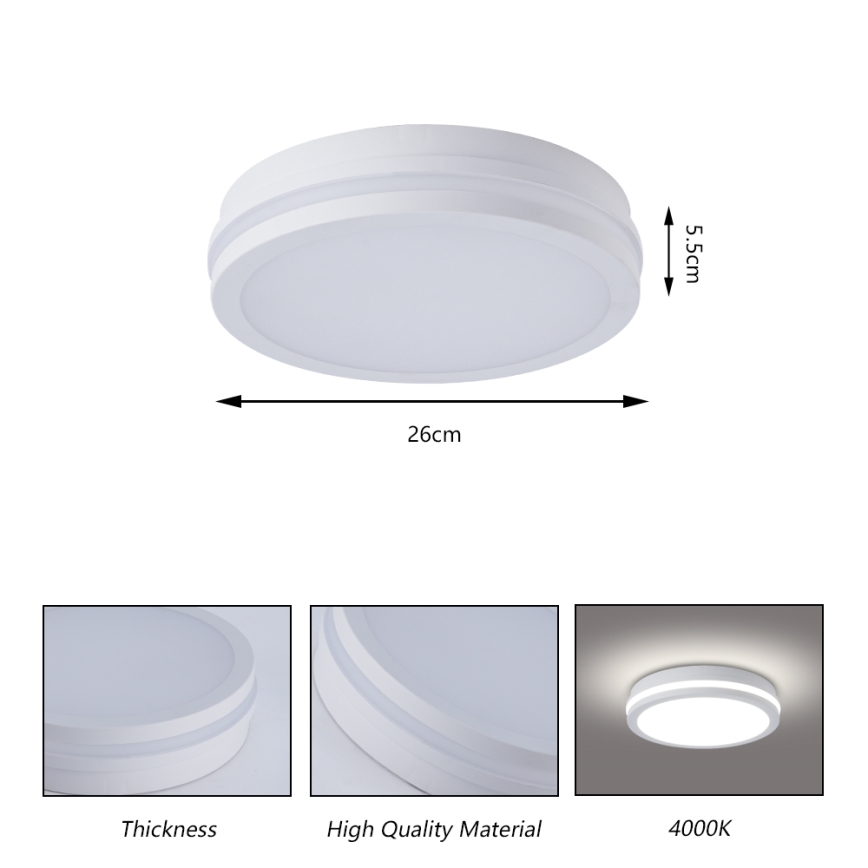 Brilagi - BENE LED kültéri mennyezeti lámpatest érzékelővel LED/24W/230V Ø 26 cm fehér IP54