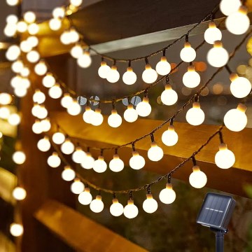 Brilagi - napelemes dekorációs fényfüzér BUBBLE 200×LED / 8 üzemmód 20 m IP65 meleg fehér 800 mAh