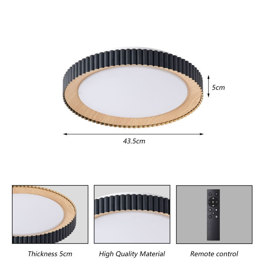 Brilagi - NEXO LED dimmelhető mennyezeti lámpa LED/48W/230V 3000-6000K fekete átm. 43 cm + távirányító
