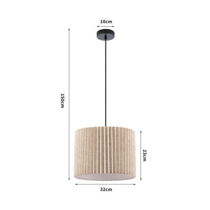 Brilagi - NORDIC WAVE kábeles függeszték 1xE27/15W/230V Ø 32 cm lenvászon/fekete