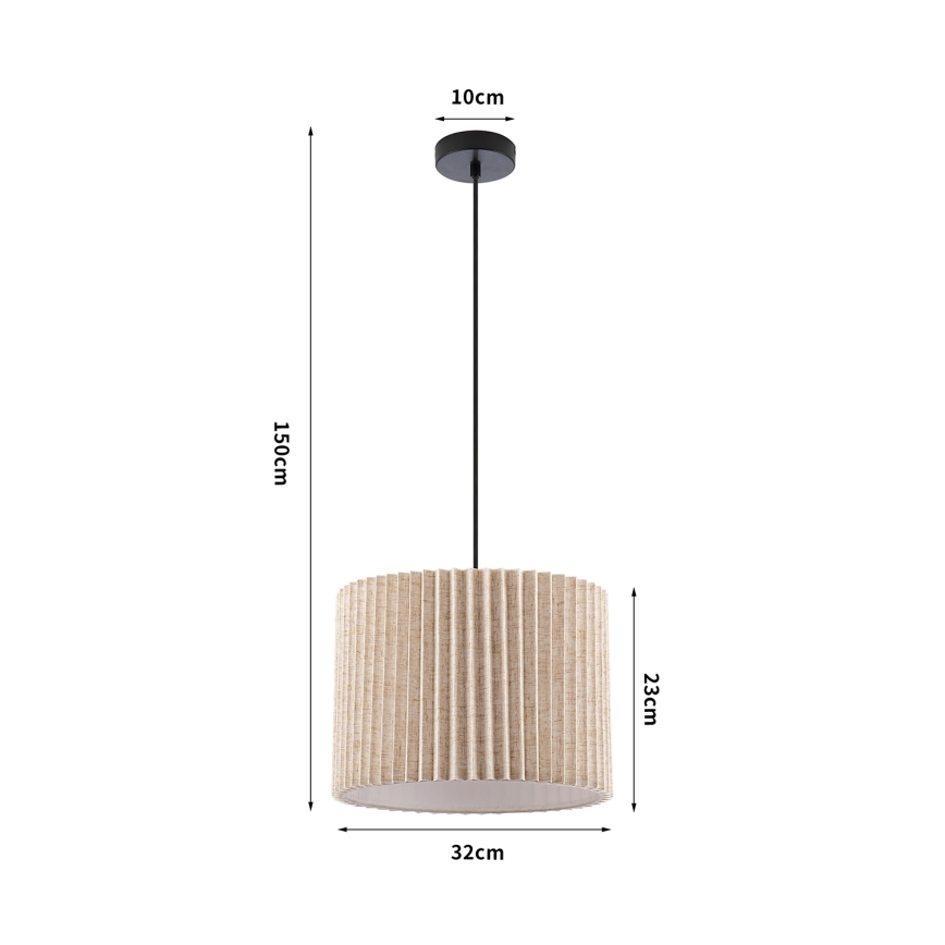 Brilagi - NORDIC WAVE kábeles függeszték 1xE27/15W/230V Ø 32 cm lenvászon/fekete
