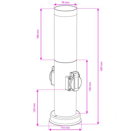 Brilagi - Kültéri lámpa 2 db SCHUKO aljzattal NOVA 1xE27/15W/230V 40 cm IP44 fekete