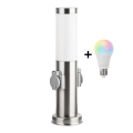 Brilagi - NOVA LED RGBW dimmelhető kültéri lámpa 2 aljzattal 1xE27/9W/230V 2700-6500K IP44 40 cm matt króm