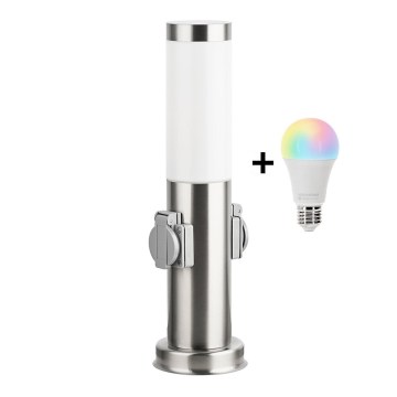 Brilagi - NOVA LED RGBW dimmelhető kültéri lámpa 2 aljzattal 1xE27/9W/230V 2700-6500K IP44 40 cm matt króm