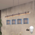 Brilagi - NUBILA LED csillár kábellel 4xE27/60W/230V szürke/sötétkék