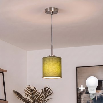 Brilagi - NUBILA LED csillár zsinóron 1xE27/60W/230V, átm. 14 cm, fekete/zöld