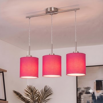 Brilagi - NUBILA LED csillár zsinóron 3xE27/60W/230V rózsaszín