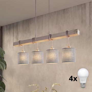 Brilagi - NUBILA LED csillár zsinóron 4xE27/60W/230V szürke