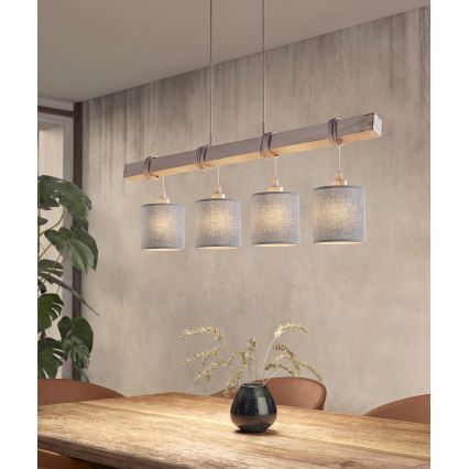 Brilagi - NUBILA LED csillár zsinóron 4xE27/60W/230V szürke