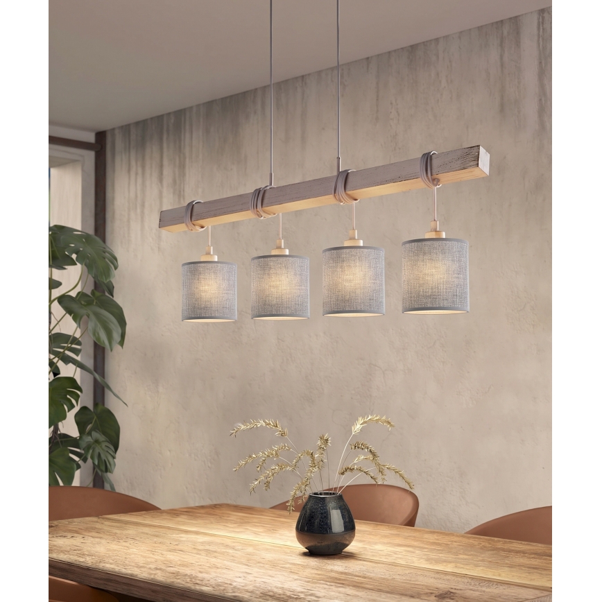 Brilagi - NUBILA LED csillár zsinóron 4xE27/60W/230V szürke