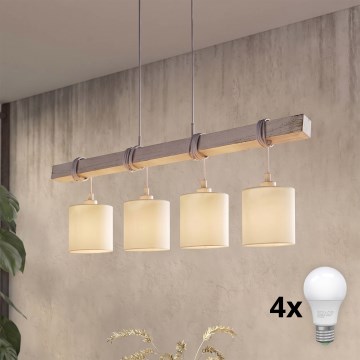 Brilagi - NUBILA LED csillár zsinóron, 4xE27/60W/230V, szürke/krémszínű
