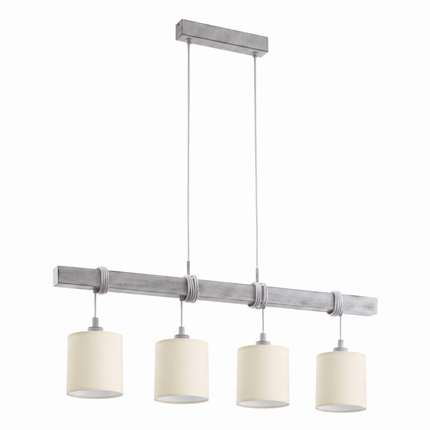 Brilagi - NUBILA LED csillár zsinóron, 4xE27/60W/230V, szürke/krémszínű