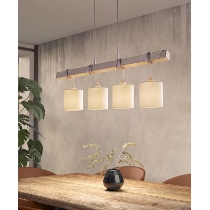 Brilagi - NUBILA LED csillár zsinóron, 4xE27/60W/230V, szürke/krémszínű