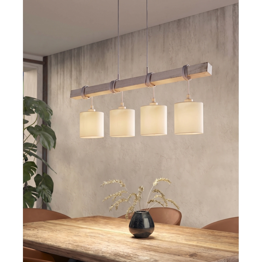 Brilagi - NUBILA LED csillár zsinóron, 4xE27/60W/230V, szürke/krémszínű