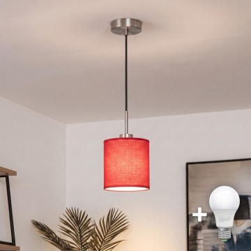 Brilagi - NUBILA LED függeszték zsinóron 1xE27/60W/230V, Ø 14 cm, fekete/piros