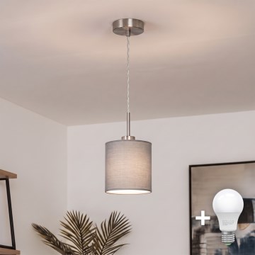 Brilagi - NUBILA LED függeszték zsinórral 1xE27/60W/230V Ø 14 cm világosszürke